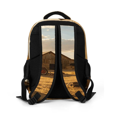 Back view of Tractor Barn Farm Landscape Printed Backpack For Unisex Everyday Use With Large Capacity Durable Polyester Daypack