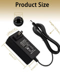24V 3A Power Supply Adapter 72W AC To DC Converter 100-240V Input 24V Output 5.5x2.5mm Barrel Plug with size dimensions