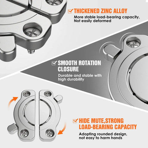 Heavy Duty Zinc Alloy Table Leaf Locks Rotating Latch Hardware Lock, 3.03x2.72 inch zinc alloy connector, smooth rotation features.