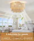 XINGSIYUELYX Ceiling Fan with Light in gold color, featuring adjustable fan speeds, illuminating bedroom decor.