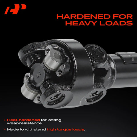 Beefed Up Front Driveshaft Assembly For Jeep Cherokee Comanche Wagoneer 1987-2001 4WD close-up of heat-hardened joints for durability.