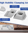 4 Piece CNC Low Profile Side Clamps Set for Milling and Engraving Machines, Beefed-Up Aluminum Lateral Edge Vise Set, Heavy-Duty 60kN Workholding Fixture for T-Slot and Perforated Tables, 3.14 by 1.14 Inch; knurled jaws