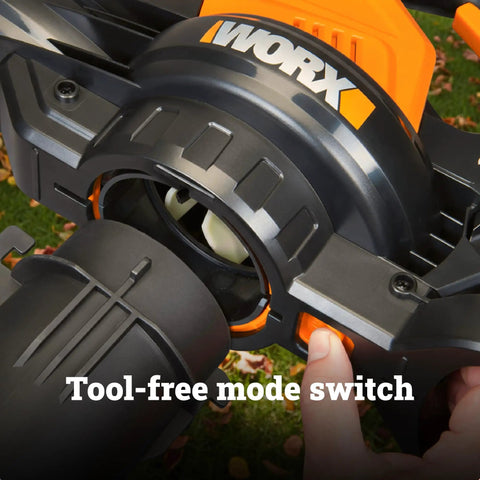 Cordless 3 In 1 Leaf Blower Vacuum Mulcher With Brushless Motor showing tool-free mode switch