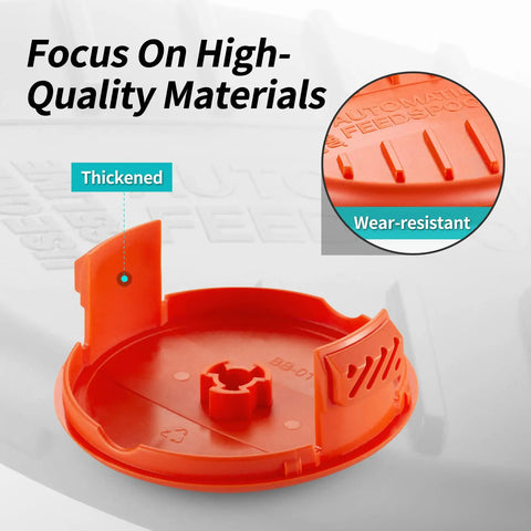 Trimmer Line Cap And Spring Replacement Kit For AFS Trimmer RC100P And Black And Decker Models showing thickened, wear-resistant cap.