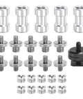 Double Threaded Camera Screw Mount Set 1/4 To 3/8 Inch Adapter shown with various screws and aluminum alloy nuts
