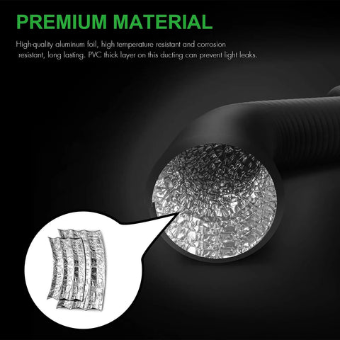 Flexible 4 Inch Aluminum Ducting 8 Feet Long With Four Layer Protection Dryer Vent Hose cross-section and material diagram.