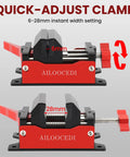 Instant Release Golf Club Vise Clamp For Aluminum Table Vise Woodworking Rubber Clamp Secure Hold With Quick Release Shaft Removal Tool And Easy Grip Adjustments showing 6-28mm width settings.