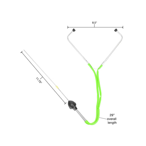 Engine Noise Diagnostic Stethoscope For Cars And Trucks, Universal Fit Auto Tool, 29 inches, green tubing, metal construction