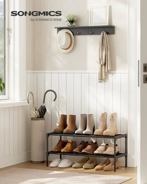 Heavy Duty Two Tier Stackable Metal Shoe Rack Organizer For Fresh Kicks And Comfy Loafers Dope Entryway Footwear Keeper With Reinforced Steel Storage Shelf