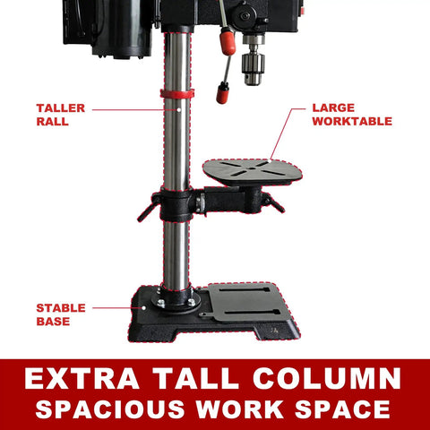 12 Inch Benchtop Drill Press With Six Pole Variable Speed 360 To 2000 RPM Three Quarter HP Power Bench Drill With Laser Guide