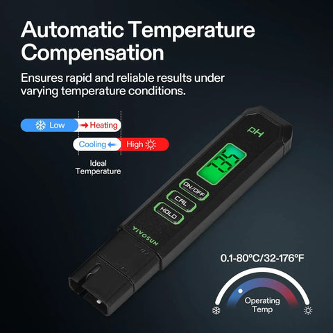 Digital pH Meter With 0.01 Accuracy Pen Tester For Water And Hydroponics, Auto Temperature Compensation, Easy Hold Function, Ultra-Sensitive Electrode, Dialed-In Readings For Precise, Consistent pH Checks, black pen style