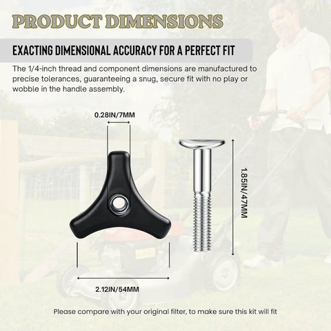 Upgrade Your Ride With These Tough Laqusie Two Piece Screw And Knob Bolts For Lawn Mower Handles Featuring No Tools Needed Universal Fit For Push And Riding Tractors To Fix Worn Grip And Boost Stability Instantly With Durable Steel Build Today 1/4-inch, 54mm handle bolt dimensions