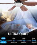 Ceiling Fan With Light Dimmable E26 Socket Dual Function Fan And Light Replaceable LED Board Includes One Spare Bulb Quiet Air Circulation For Laundry Room Garage Kitchen With Wood Grain Finish