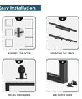 Installation guide for 36 By 84 Inch Metal And Glass Sliding Barn Door With Hardware Kit Soft Close Included Ships In Three Pieces