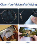 Before and after cleaning with Pre Moistened Lens Wipes You Can Toss In Your Bag 70 Count Pack With Carry Box Defogging