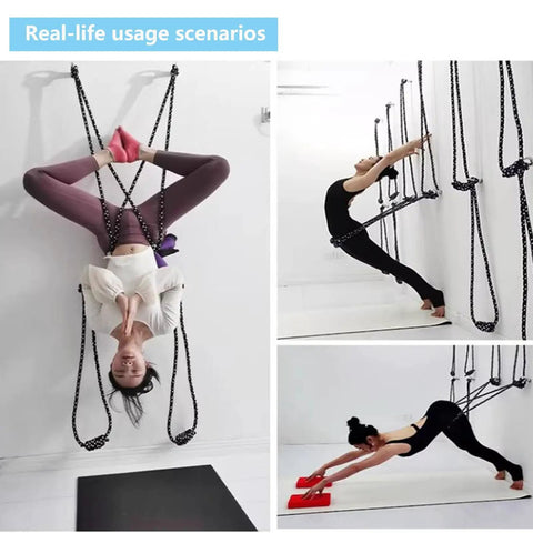 Wall Mounted Yoga Rope Kit For Deep Stretching And Spinal Mobility Posture Support Back Shoulder Hip Tension Relief Home Or Studio Practice Easy Setup Pro Grade Durable Anchor System, wall stretch poses