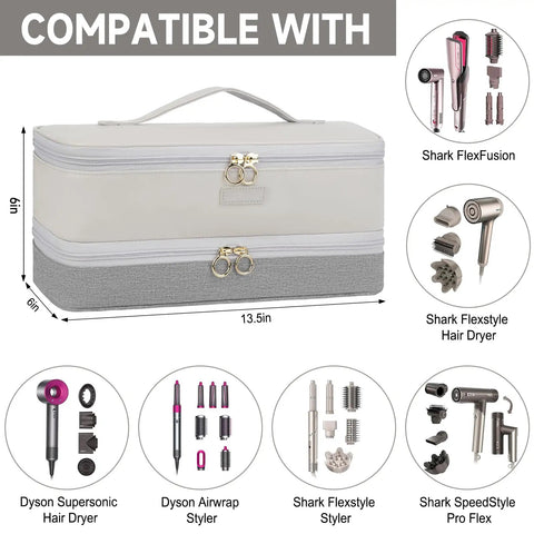 Two Layer Travel Hair Tool Case For Dyson Airwrap Styler And Supersonic Dryer Fits Shark Flexstyle FlexFusion Glam