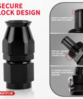Must Have Pro Grade 6AN PTFE Hose End Fittings Kit With Zero Forty Five Ninety One Hundred Eighty Degree Angles Secure Lock Design