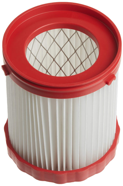 Replacement HEPA Filter For 18V 2.6 Gallon Wet Dry Vacuum Cleaner Easy Install Washable Filter Delivers Sustained Suction With Rotational Airflow Technology Captures 99.97 Percent Of 0.3 Micron And Larger Particles, featuring a red and white pleated design suitable for gas18v-3 vacuum.