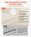 Infographic comparing high-strength PVC-coated anti-rust finish of Heavy Duty Carbon Steel Wall Mounted Wire Shelf Kit Set Of 2.