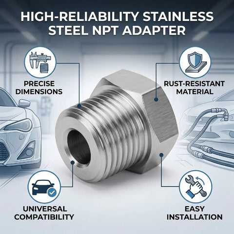 Stainless Steel NPT Adapter Converting 1 16 Female To 1 8 Male Thread Specs For Auto Mechanic Needs Ensuring Zero Leak Risks With Secure Grip On Any Pipe System Today It Holds Up Well And Prevents Damage Saving You Cash On Repairs Today, threaded stainless adapter