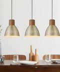 Hammered Pendant Lights For Kitchen Island 7 Inch Solid Wood Vintage Metal Hanging Light Fixture Antique Gold 3 Pack