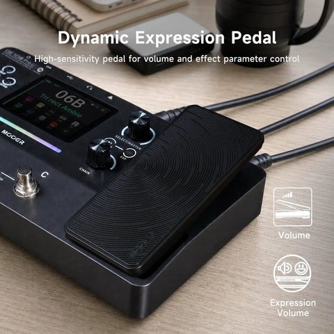 Dynamic expression pedal of Gig Ready Guitar Multi Effects Pedal With Three Point Five Inch Screen AI Tone Assistant 240 Effects Types
