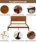 Queen Size Bamboo Platform Bed Frame With Tall Headboard Packed With Upgraded Metal Support Legs For Unbreakable Stability And A Sleek Rustic Look That Brings Badass Vibes To Your Bedroom While Keeping Things Solid As A Rock With Ease with detailed features like solid bamboo, mortise structure, and slatted design.