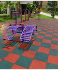 Outdoor playground with Interlocking Rubber Tiles 20x20x1 Heavy Duty Non Slip Flooring Mat Green For Indoor Outdoor Gyms Playgrounds And Parks