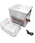 Badass Digital Ultrasonic Cleaner Machine 10L 240W Stainless Steel Heated Tank With Adjustable Timer with wire basket.