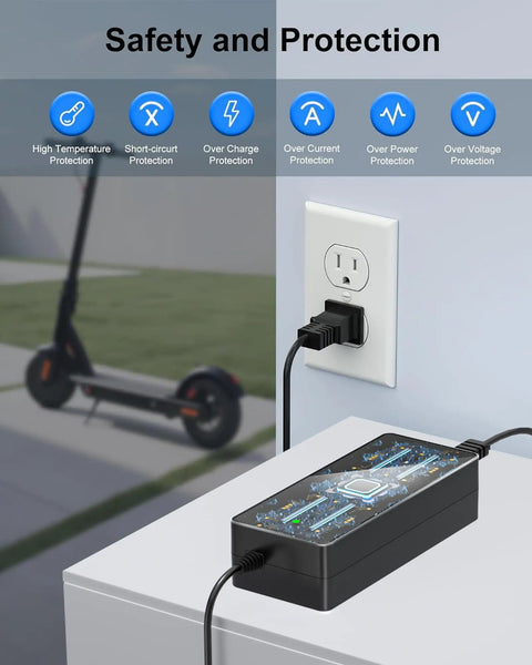 42V 2A Fast Charger For Gotrax Electric Scooters Compatible With GXL V2 G2 G3 G4 Apex Glider XR Elite XR Ultra And More Nine Point Eight Foot Cord Power Supply Adapter For 36V Lithium Ion Battery
