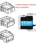 35Kg Coreless Robot Servo With 8.4V Beefy Torque And Steel Gear Digital Steering in mount brackets, close-up view, 270 degree rotation