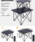 Ultralight Camping Table With Compact Aluminum Folding Design And Carry Bag For Outdoor Picnics Barbecues And Cooking Stable Portable Beach Table For Any Terrain, featuring small and medium sizes with specifications.