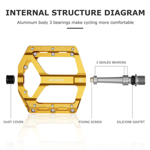 Grippy Non Slip Aluminum Flat Bike Pedals With Big Platform For Road Mountain BMX MTB 9 Sixteenth Inch Spindle Sealed Bearings