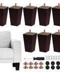 Set Of 8 Tough As Nails Square Wooden Couch Legs 4 Inch Tall Replacement Sofa Feet Heavy Duty Mid Century Modern Furniture Supports