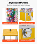 Candy Dispenser With 21 Inch Transparent Globe Holds 180 Balls, 25 Cent Coin Op For Malls And Parks, zinc alloy coin turn knob