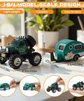 Mini 1 64 Scale RC Truck With Detachable Trailer 2.4GHz Remote Control Rechargeable Battery Realistic Front Lights Easy Hitch System