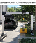 Heavy Duty Portable Aluminum Gantry Crane With Adjustable Height And Wide Beam Smooth Roller Mobile Lifter Foldable lightweight frame in use outside.