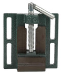 2.5In Lock Down Vise With Heightened Widened Jaws For Max Clamping Force And Stable Workholding On Milling Drilling Machines Durable Steel Bench Clamp Tool Build Quality Guaranteed For Heavy Duty Workshop Projects close-up image showing steel jaws and screw mechanism.
