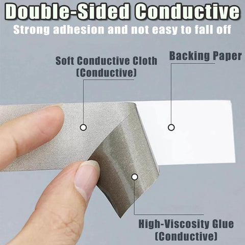 Double-sided waterproof conductive tape with EMI shielding cloth and adhesive for cable shielding, size 2 inch by 65 feet.