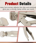 Close-up details of 5 Pack 6 Inch Locking C Clamps With Swivel Pads Built Tough Heavy Duty C Type Locking Pliers Vise Grip for DIY.