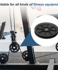 Nylon Bearing Gym Pulley Wheel 120mm 4.72 Inch Heavy Duty Cable Pulley For Home Gym And Garage Door Setup With Steel Shaft And Black Fittings Durable Fitness Equipment Accessory For Cable Machines mounted on a cable machine