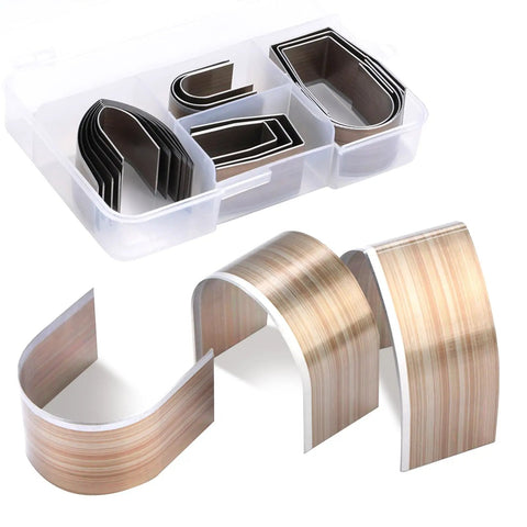 18Pcs Universal DIY Embossing Punch Set Kit in alloy steel with 3 shapes, shown in storage box and individual pieces for leather crafting.