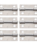 Six 304 Stainless Steel Folding Butt Hinges For Cabinets And Wooden Doors, shown with four-hole mount design for DIY use.
