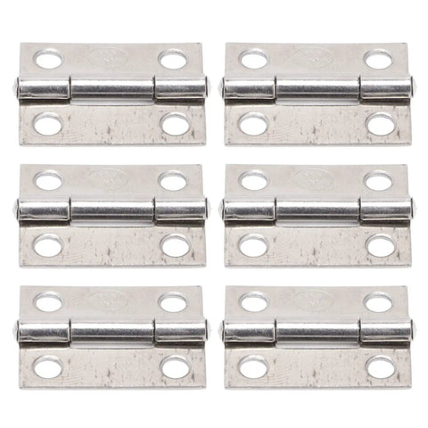 Six 304 Stainless Steel Folding Butt Hinges For Cabinets And Wooden Doors, shown with four-hole mount design for DIY use.