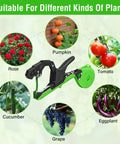 Updated Plant Tying Machine Kit With Auto Tape Gun And Slick Garden Binding Tool For Tomato Pepper Plants shown with various plants.