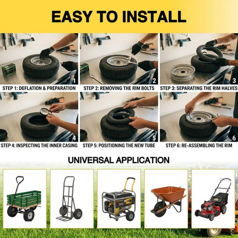 Easy installation steps for Heavy Duty 2 Pack 15x6.00-6 Inner Tubes With TR13 Straight Valve Stem on equipment