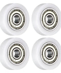 Four Pack Roller Idler Pulleys 4x18x5mm With 624ZZ Bearings For Furniture Hardware Quiet Conveyor Rolling Wheels Flat Pulleys In White Durable POM Material For Heavy Duty Low Noise And Vibration, 4 white pulleys