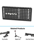 Built Different Multipurpose Aluminum Camera Cheese Plate With 1/4 And 3/8 Thread Adapter shown with multiple mounting holes, 170x80mm size.