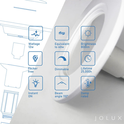 12 Pack 5/6 Inch LED Recessed Can Lights Adjustable Retrofit Downlights No Brainer Install 12W Equal 60W 5000K infographic